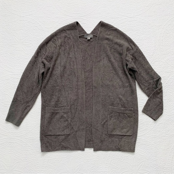 Barefoot Dreams CozyChic Lite Ribbed Edge Cardi, Mineral - Picture 3 of 6